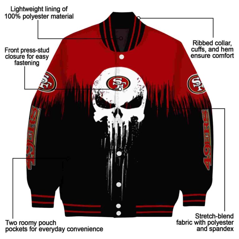 san francisco 49ers punisher skull red black white jacket new arrival jacketwow