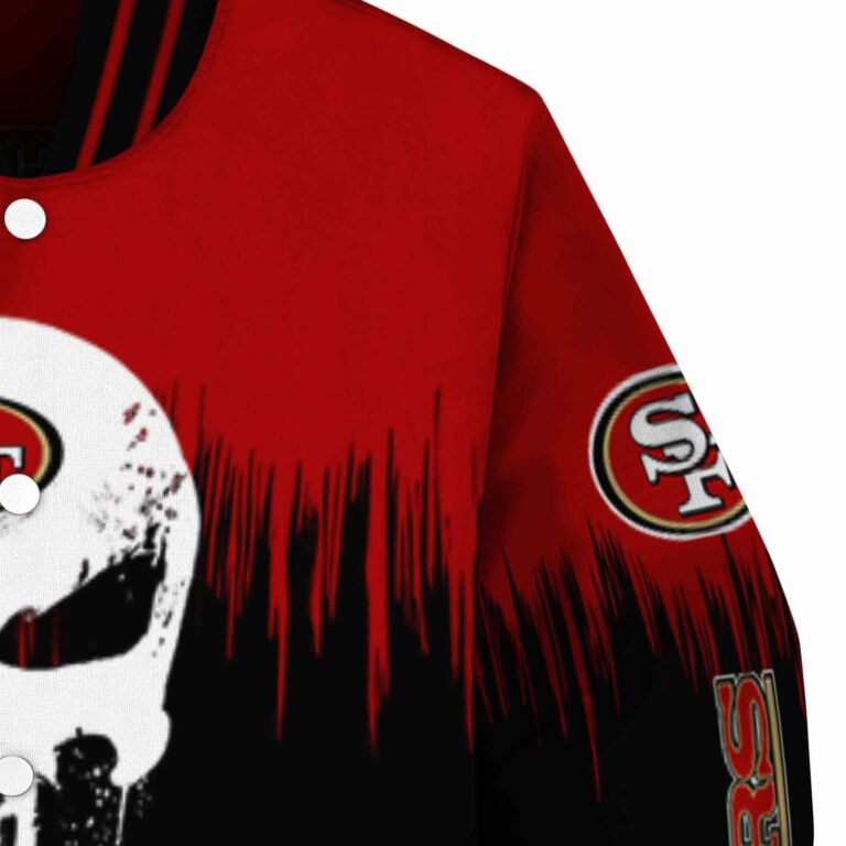 san francisco 49ers punisher skull red black white jacket premium grade jacketwow