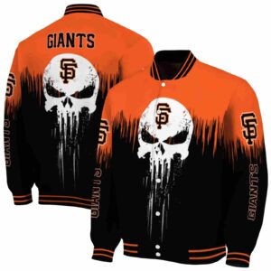 san francisco giants punisher skull orange black white jacket fashion forward jacketwow