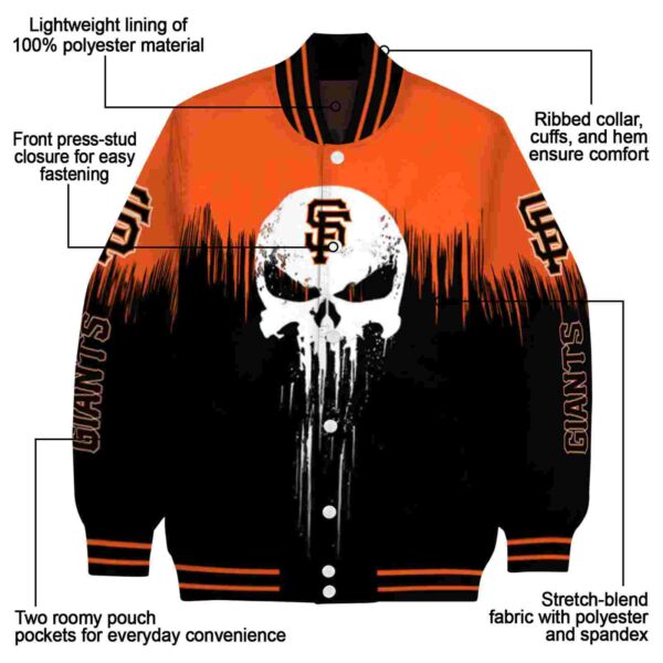 san francisco giants punisher skull orange black white jacket new arrival jacketwow