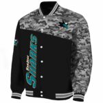 san jose sharks camo patchwork black jacket best selling jacketwow