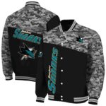 san jose sharks camo patchwork black jacket best selling jacketwow