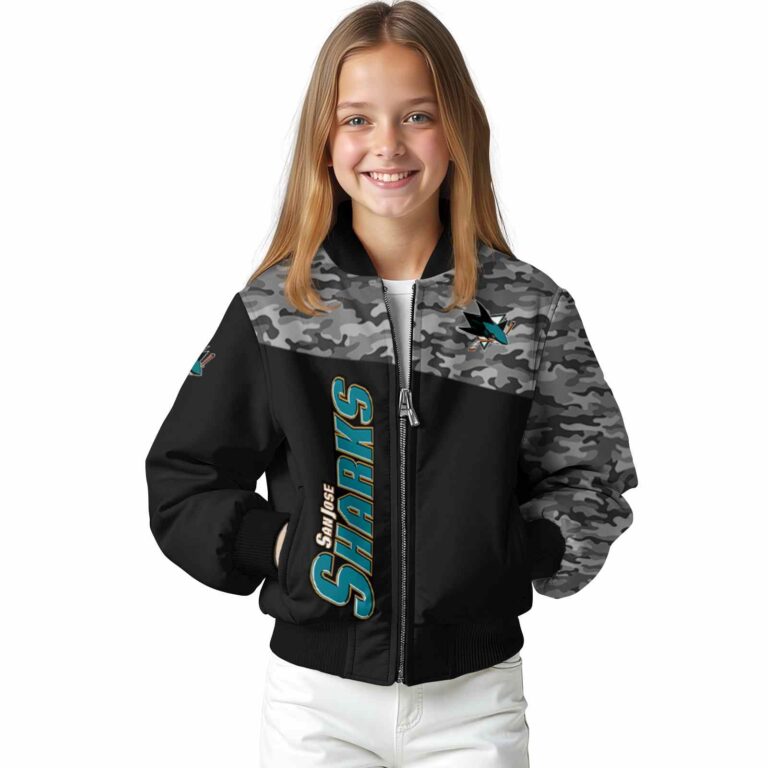 san jose sharks camo patchwork black jacket top rated jacketwow