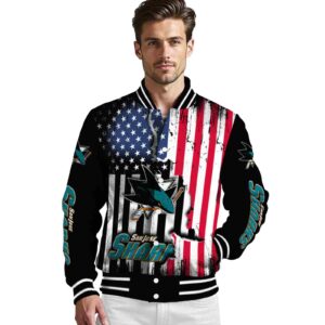 san jose sharks patriotic theme black jacket high quality jacketwow
