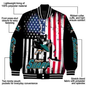 san jose sharks patriotic theme black jacket new arrival jacketwow