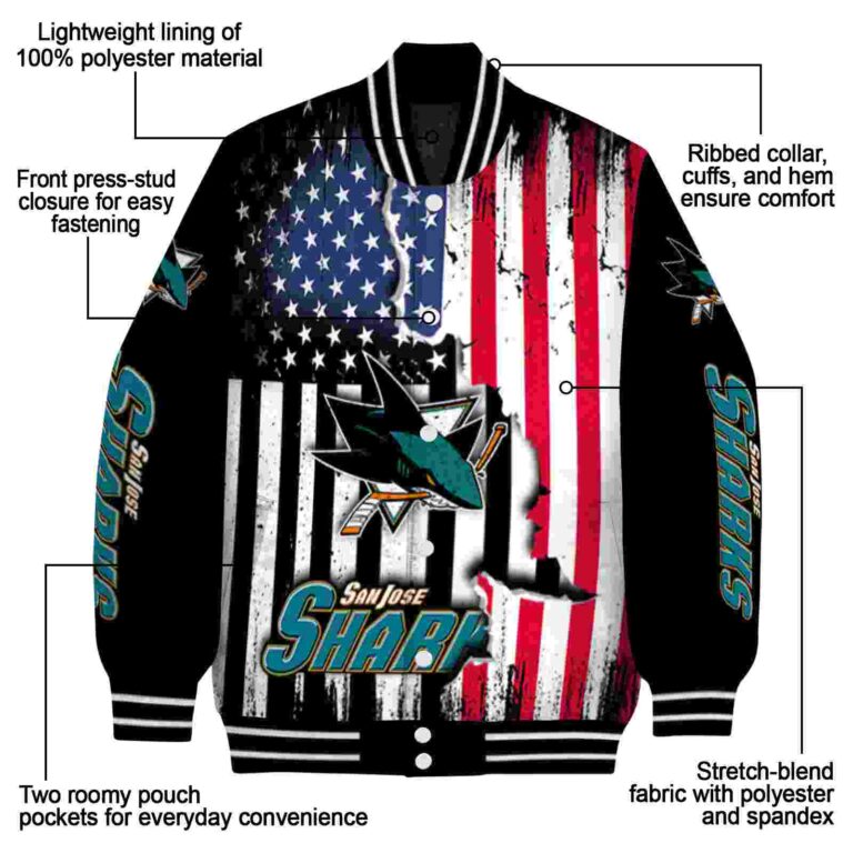 san jose sharks patriotic theme black jacket new arrival jacketwow