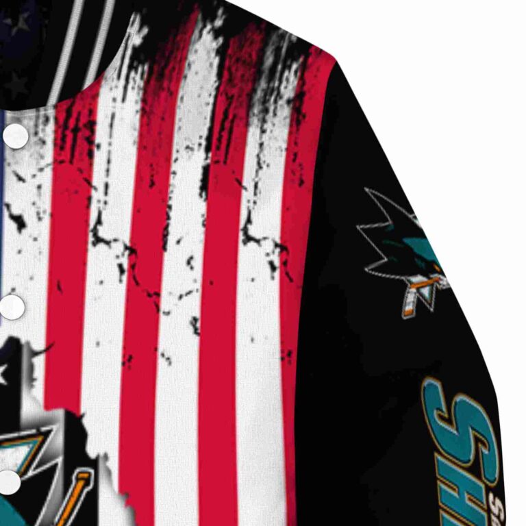 san jose sharks patriotic theme black jacket premium grade jacketwow