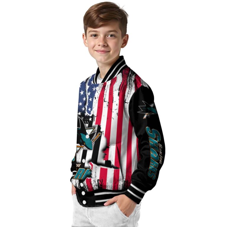 san jose sharks patriotic theme black jacket trendy jacketwow