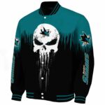 san jose sharks punisher skull teal black white jacket best selling jacketwow