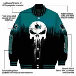 san jose sharks punisher skull teal black white jacket best selling jacketwow