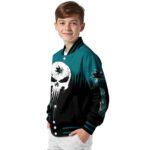 san jose sharks punisher skull teal black white jacket best selling jacketwow