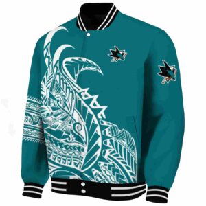 san jose sharks tribal art teal white black jacket best selling jacketwow