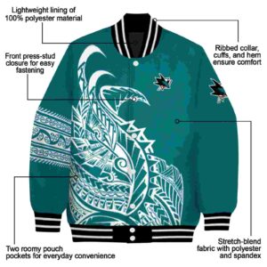 san jose sharks tribal art teal white black jacket new arrival jacketwow