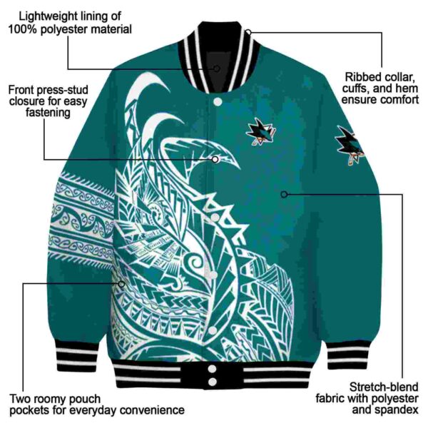 san jose sharks tribal art teal white black jacket new arrival jacketwow