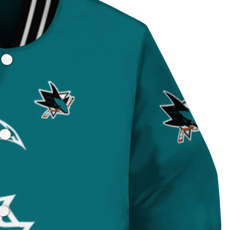 san jose sharks tribal art teal white black jacket premium grade jacketwow