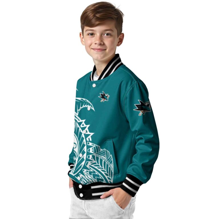 san jose sharks tribal art teal white black jacket trendy jacketwow