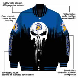 san jose state spartans punisher skull blue black white jacket new arrival jacketwow