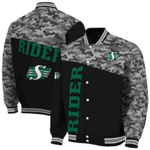 saskatchewan roughriders camo patchwork black jacket fashion forward jacketwow