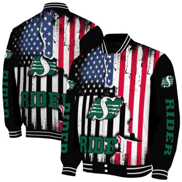 saskatchewan roughriders patriotic theme black jacket fashion forward jacketwow