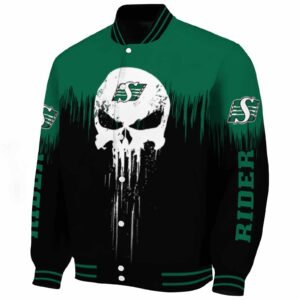 saskatchewan roughriders punisher skull green black white jacket best selling jacketwow