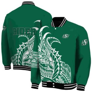 saskatchewan roughriders tribal art green white black jacket fashion forward jacketwow