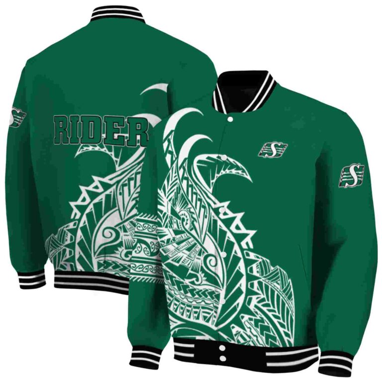 saskatchewan roughriders tribal art green white black jacket fashion forward jacketwow