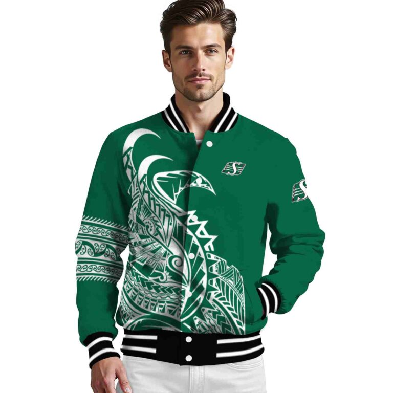 saskatchewan roughriders tribal art green white black jacket high quality jacketwow
