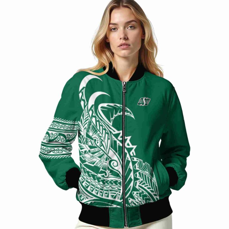 saskatchewan roughriders tribal art green white black jacket latest model jacketwow