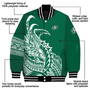 saskatchewan roughriders tribal art green white black jacket new arrival jacketwow