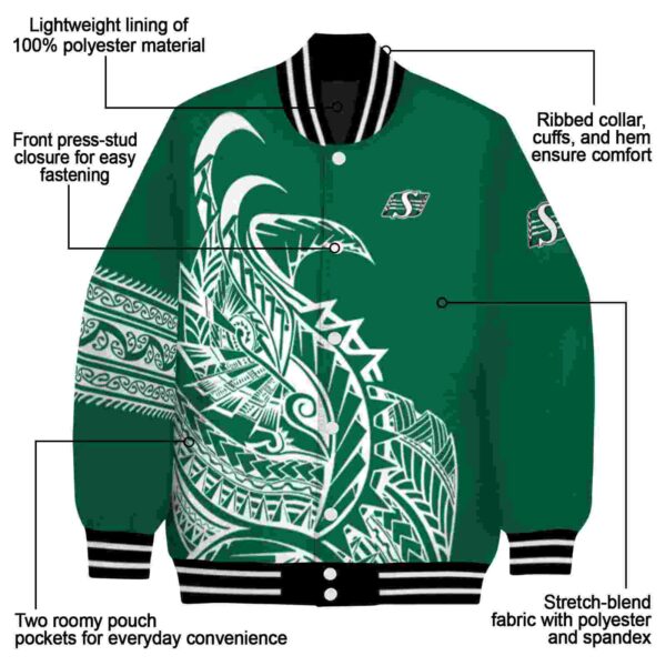 saskatchewan roughriders tribal art green white black jacket new arrival jacketwow