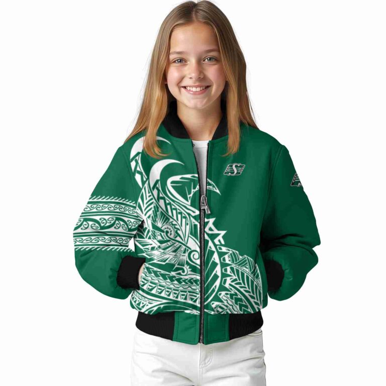 saskatchewan roughriders tribal art green white black jacket top rated jacketwow