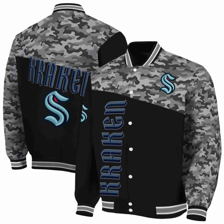 seattle kraken camo patchwork black jacket fashion forward jacketwow