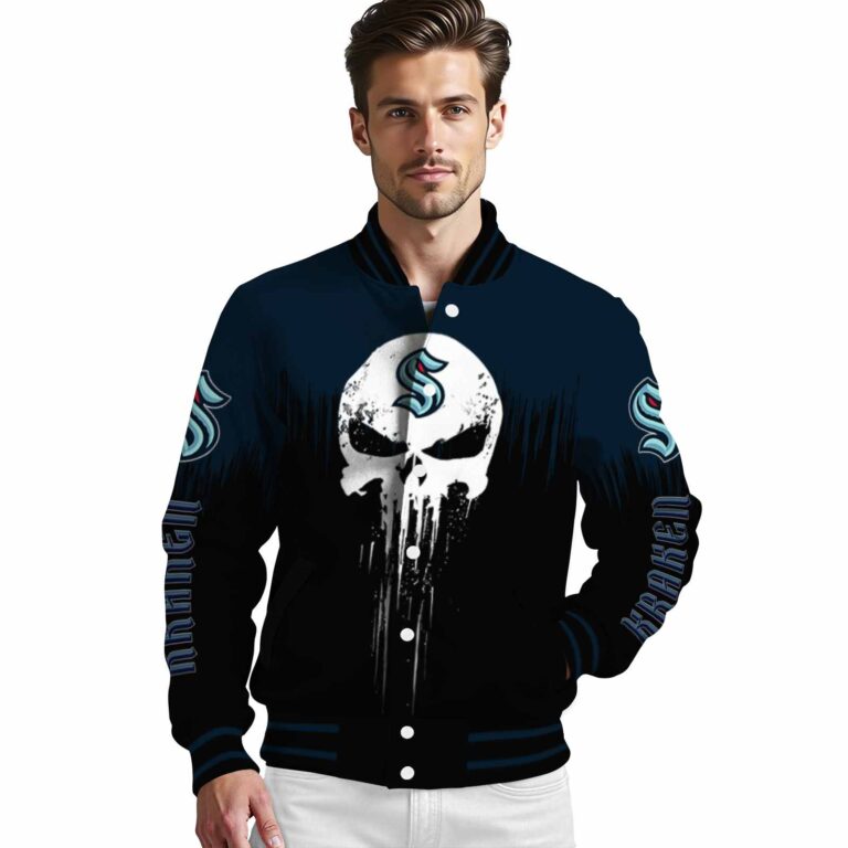 seattle kraken punisher skull blue black white jacket high quality jacketwow