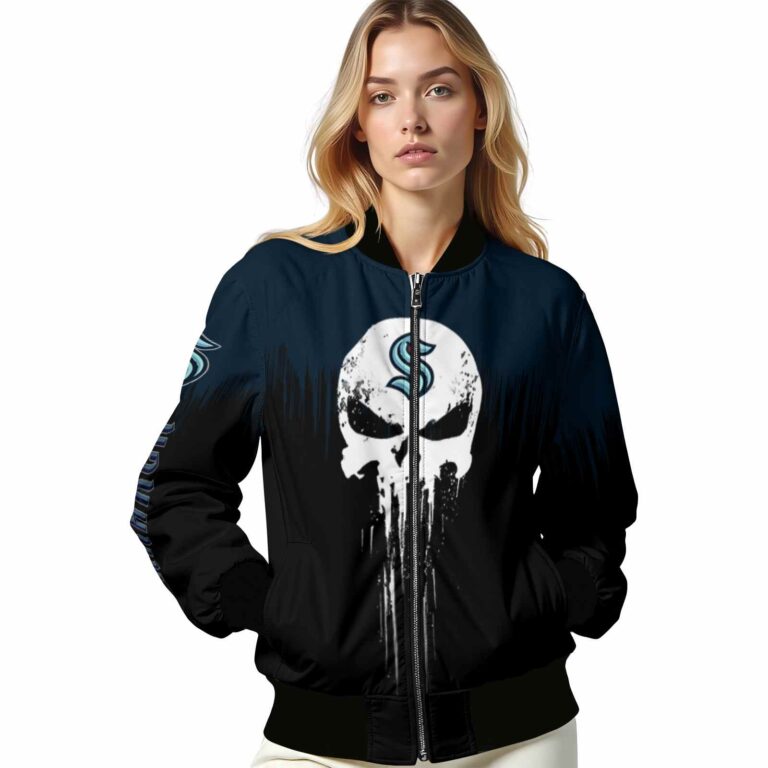 seattle kraken punisher skull blue black white jacket latest model jacketwow