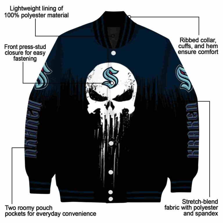 seattle kraken punisher skull blue black white jacket new arrival jacketwow