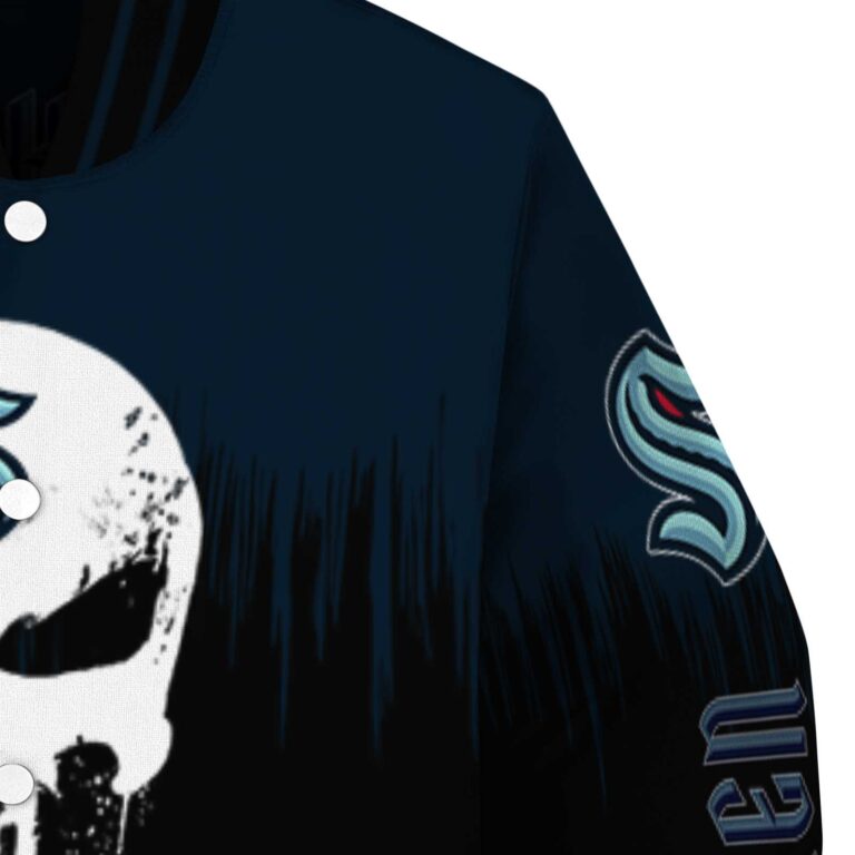 seattle kraken punisher skull blue black white jacket premium grade jacketwow