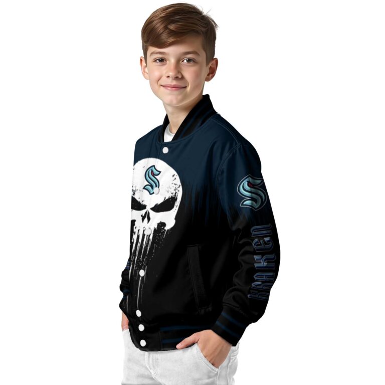 seattle kraken punisher skull blue black white jacket trendy jacketwow