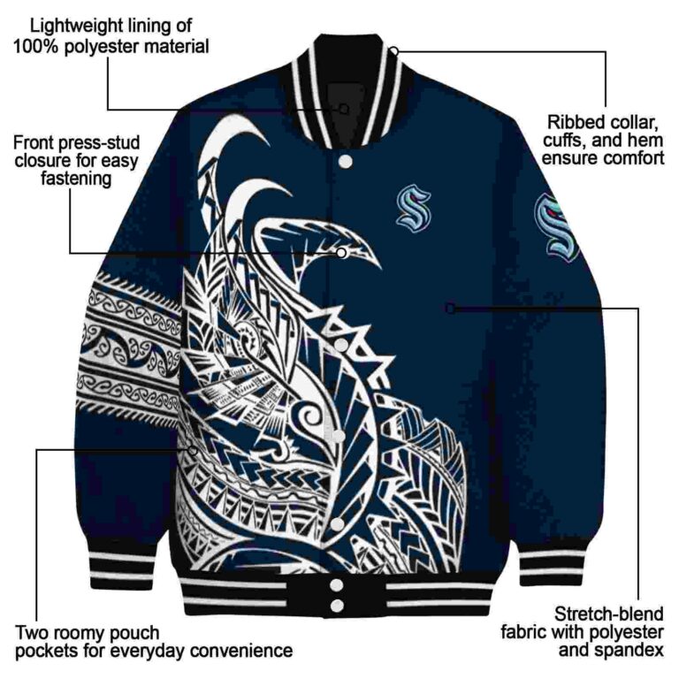 seattle kraken tribal art blue white black jacket new arrival jacketwow