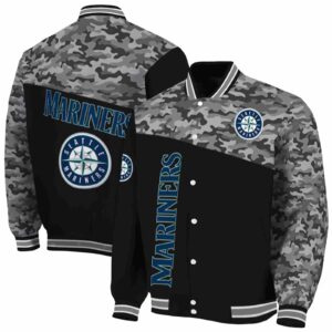 seattle mariners camo patchwork black jacket fashion forward jacketwow