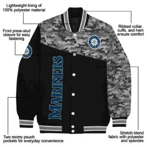 seattle mariners camo patchwork black jacket new arrival jacketwow