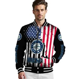 seattle mariners patriotic theme black jacket high quality jacketwow