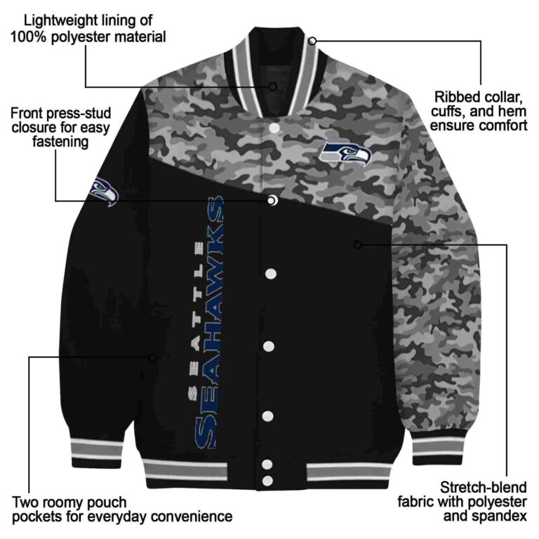seattle seahawks camo patchwork black jacket new arrival jacketwow