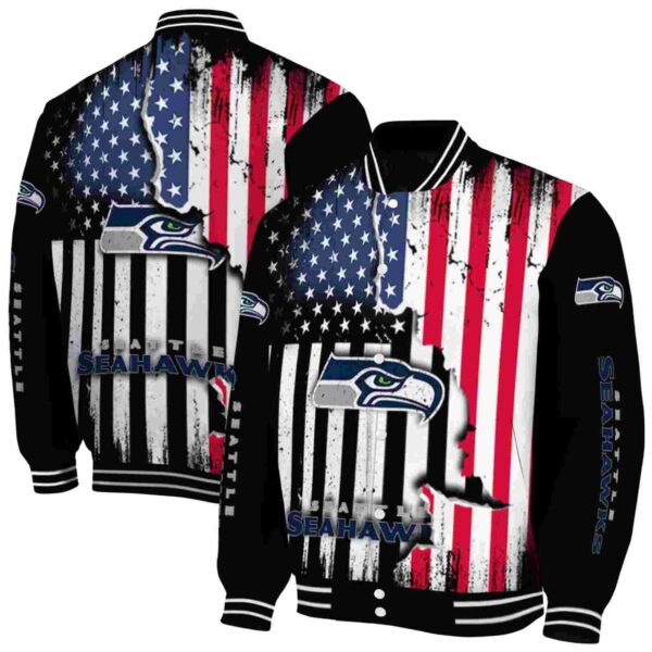 seattle seahawks patriotic theme black jacket fashion forward jacketwow