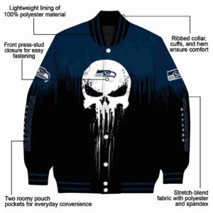 seattle seahawks punisher skull blue black white jacket new arrival jacketwow