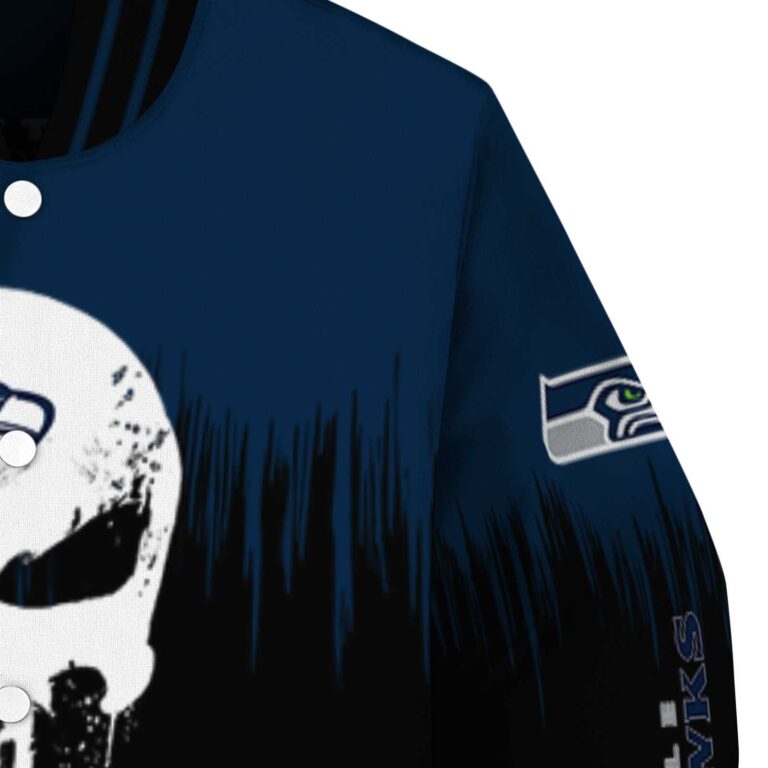 seattle seahawks punisher skull blue black white jacket premium grade jacketwow