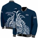 seattle seahawks tribal art blue white black jacket best selling jacketwow