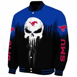 smu mustangs punisher skull blue black white jacket best selling jacketwow