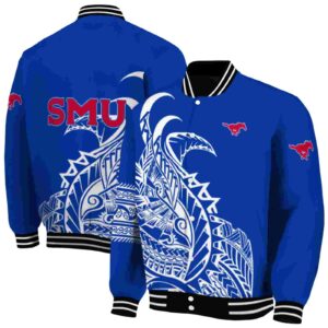 smu mustangs tribal art blue white black jacket fashion forward jacketwow