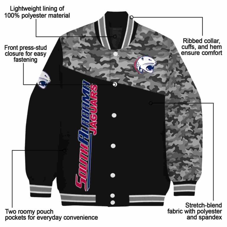 south alabama jaguars camo patchwork black jacket new arrival jacketwow