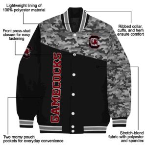 south carolina gamecocks camo patchwork black jacket new arrival jacketwow